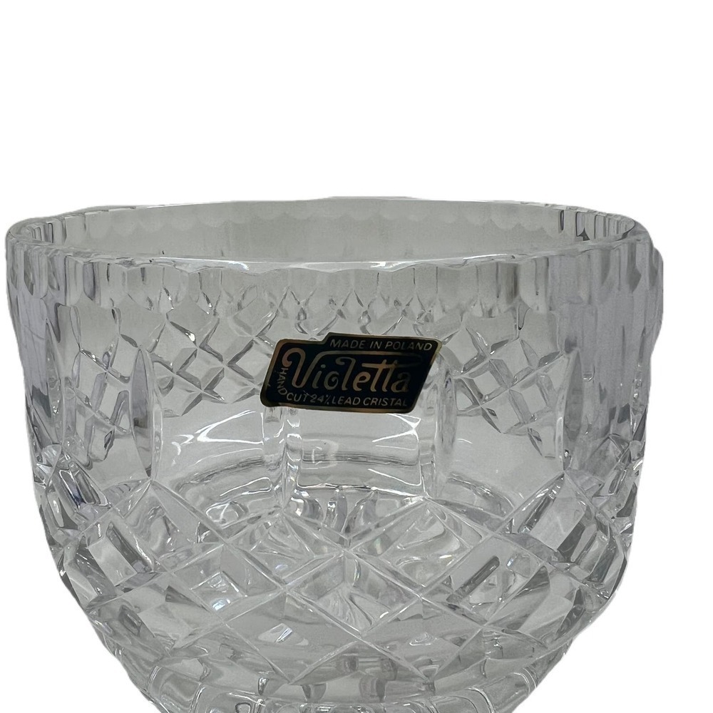 Vintage Violetta Poland Vase Hand Cut 24% Lead Hand Cut Crystal Bowl